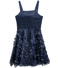 Rare Editions Big Girls Sleeveless 3D Butterfly-Appliqued Mesh-Overlay Skirted Fit-And-Flare Dress