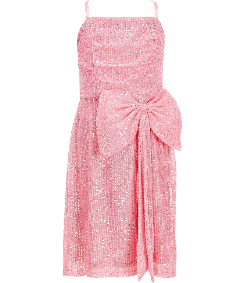 Stella 88 Big Girls Sleeveless Big Bow Sequin-Embellished Knit Mini Dress