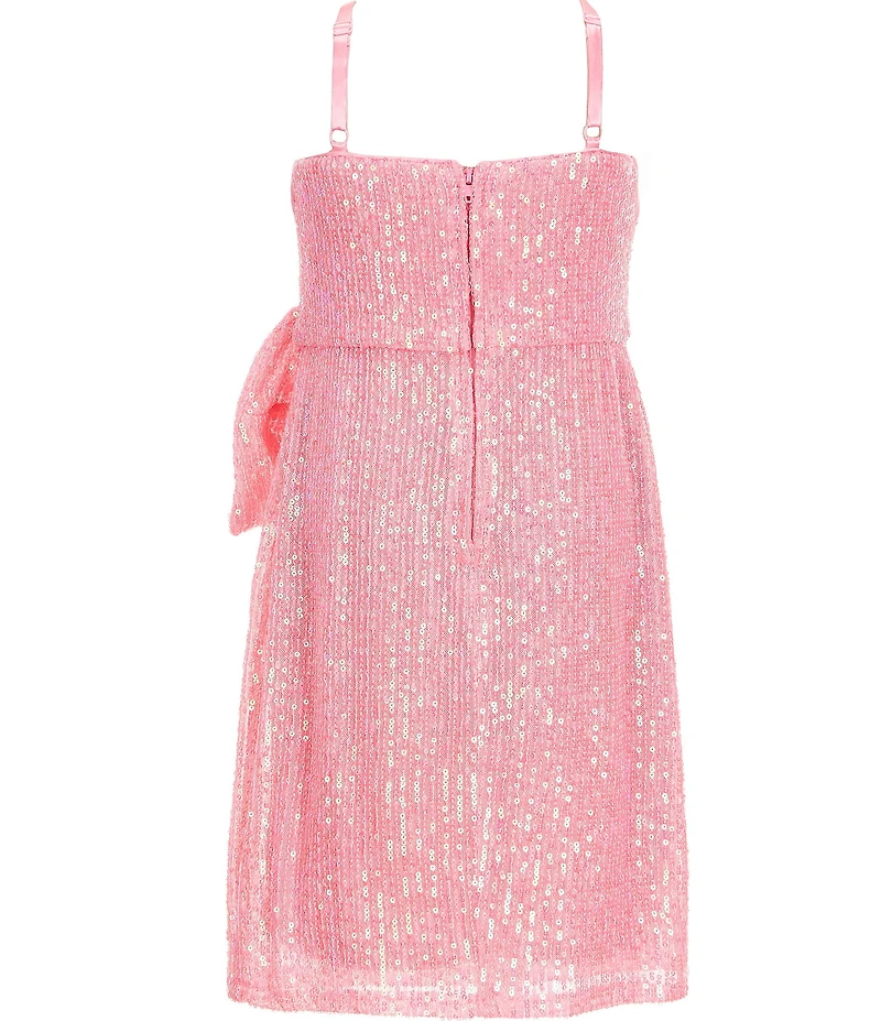 Stella 88 Big Girls Sleeveless Big Bow Sequin-Embellished Knit Mini Dress