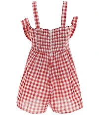 Rare Editions Big Girls Sleeveless Bow Accented Gingham Romper