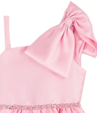 Rare Editions Big Girls Sleeveless Bow-Accented Mikado Fit-And-Flare Dress