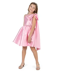 Rare Editions Big Girls Sleeveless Bow-Accented Mikado Fit-And-Flare Dress