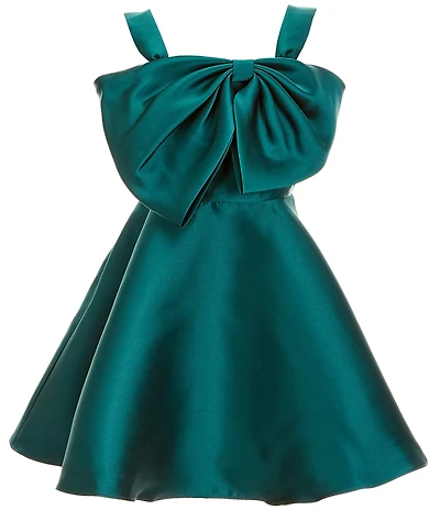 Rare Editions Big Girls Sleeveless Bow-Accented Mikado Fit-And-Flare Dress