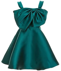 Rare Editions Big Girls Sleeveless Bow-Accented Mikado Fit-And-Flare Dress