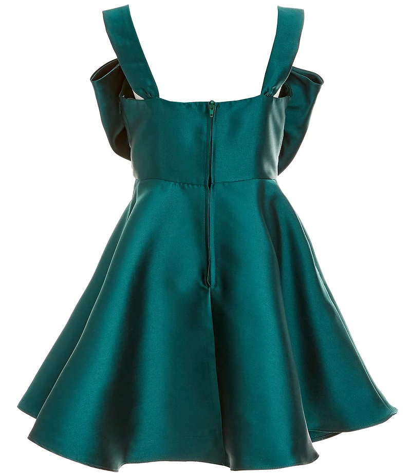 Rare Editions Big Girls Sleeveless Bow-Accented Mikado Fit-And-Flare Dress