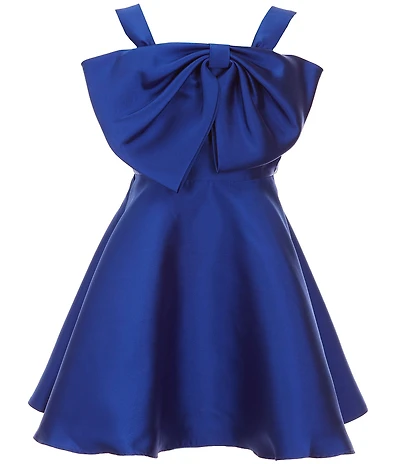 Rare Editions Big Girls Sleeveless Bow-Accented Mikado Fit-And-Flare Dress