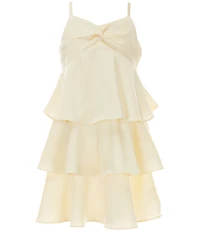 Rare Editions Big Girls Sleeveless Bow-Accented Satin Dress