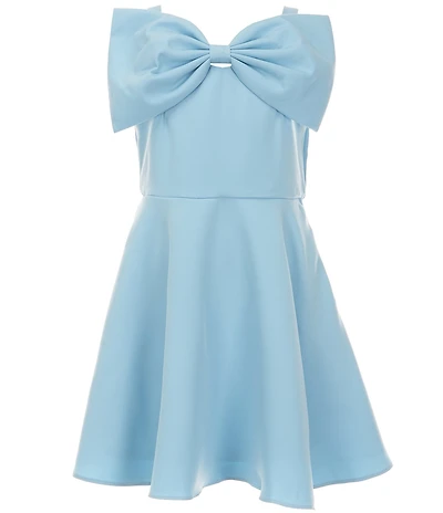 Rare Editions Big Girls Sleeveless Bow-Accented Scuba-Knit Dress