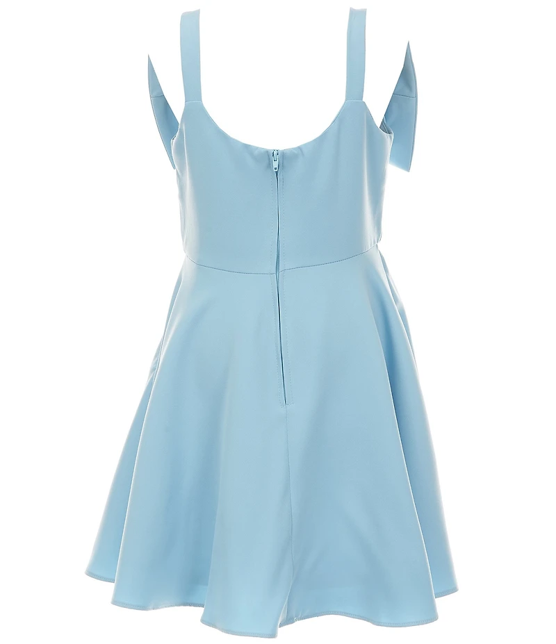 Rare Editions Big Girls Sleeveless Bow-Accented Scuba-Knit Dress