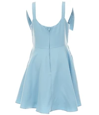 Rare Editions Big Girls Sleeveless Bow-Accented Scuba-Knit Dress