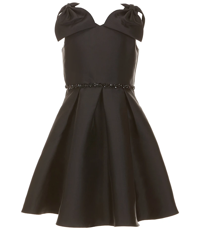 Rare Editions Big Girls Sleeveless Bow Accent Mikado Dress