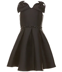 Rare Editions Big Girls Sleeveless Bow Accent Mikado Dress
