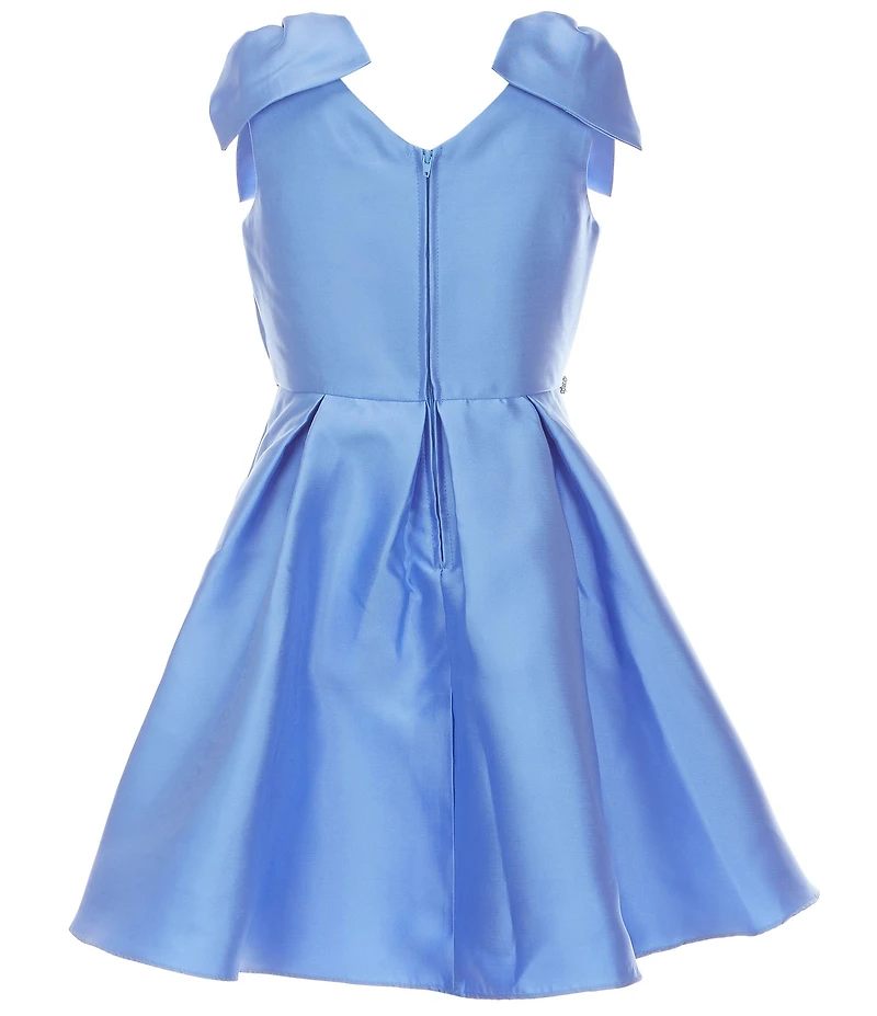 Rare Editions Big Girls Sleeveless Bow Accented Shoulder Fit and Flare Mikado Dress