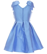 Rare Editions Big Girls Sleeveless Bow Accented Shoulder Fit and Flare Mikado Dress