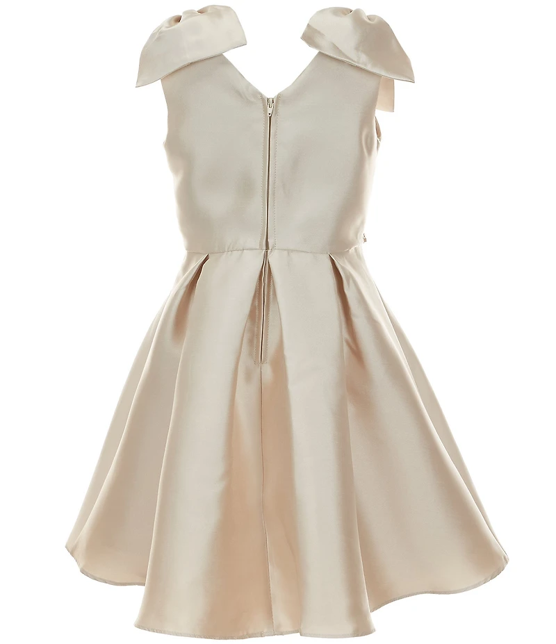 Rare Editions Big Girls Sleeveless Bow-Accented-Shoulder Fit-And-Flare Mikado Dress