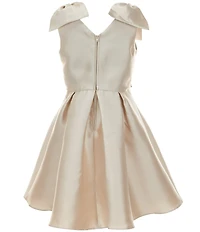 Rare Editions Big Girls Sleeveless Bow-Accented-Shoulder Fit-And-Flare Mikado Dress