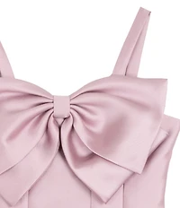Rare Editions Big Girls Sleeveless Bow-Front Paneled Mikado A-Line Dress