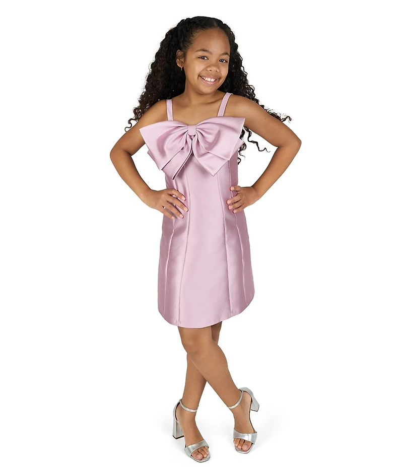 Rare Editions Big Girls Sleeveless Bow-Front Paneled Mikado A-Line Dress
