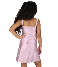 Rare Editions Big Girls Sleeveless Bow-Front Paneled Mikado A-Line Dress