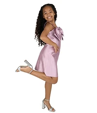 Rare Editions Big Girls Sleeveless Bow-Front Paneled Mikado A-Line Dress