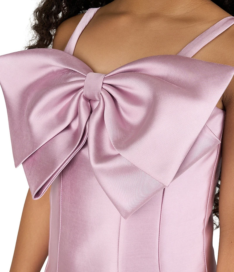 Rare Editions Big Girls Sleeveless Bow-Front Paneled Mikado A-Line Dress