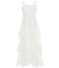 Rare Editions Big Girls Sleeveless Burnout Organza Ruffle-Tier Dress