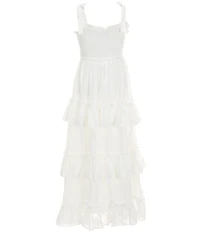 Rare Editions Big Girls Sleeveless Burnout Organza Ruffle-Tier Dress