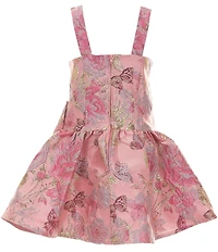 Rare Editions Big Girls Sleeveless Butterfly/Floral Patterned Brocade Dress