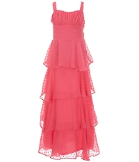 Rare Editions Big Girls Sleeveless Clip-Dot Chiffon Dress