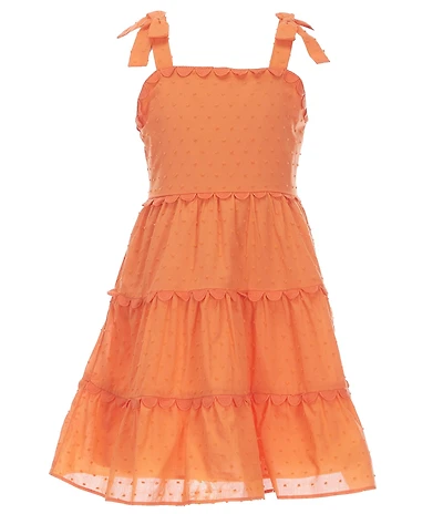 Rare Editions Big Girls Sleeveless Clip-Dot Tiered Dress