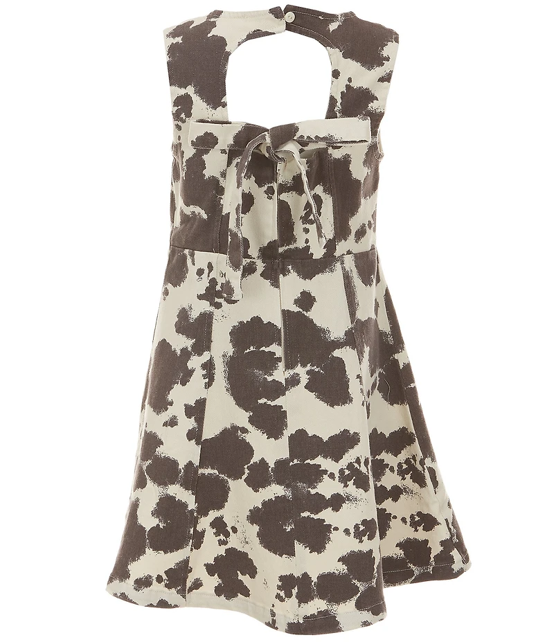 Rare Editions Big Girls Sleeveless Cow-Printed Twill Dress