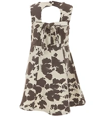 Rare Editions Big Girls Sleeveless Cow-Printed Twill Dress