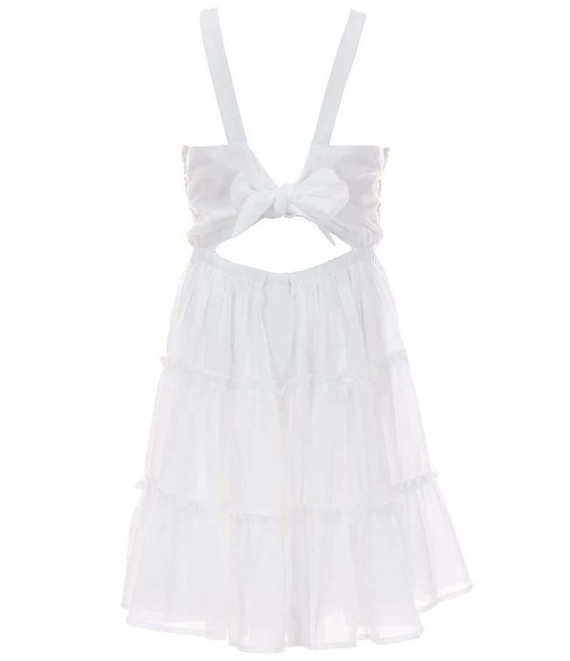 Rare Editions Big Girls Sleeveless Crocheted-Bodice/Tie-Back Gauze Dress