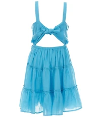 Rare Editions Big Girls Sleeveless Crocheted-Bodice/Tie-Back Gauze Dress