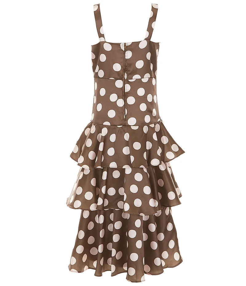 Rare Editions Big Girls Sleeveless Dotted Charmeuse Midi Dress