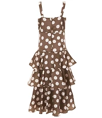 Rare Editions Big Girls Sleeveless Dotted Charmeuse Midi Dress