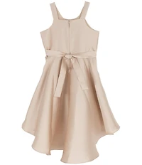 Rare Editions Big Girls Sleeveless Floral-Appliqued-Waist High-Low-Hem Ballgown