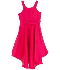 Rare Editions Big Girls Sleeveless Floral-Appliqued-Waist High-Low-Hem Ballgown