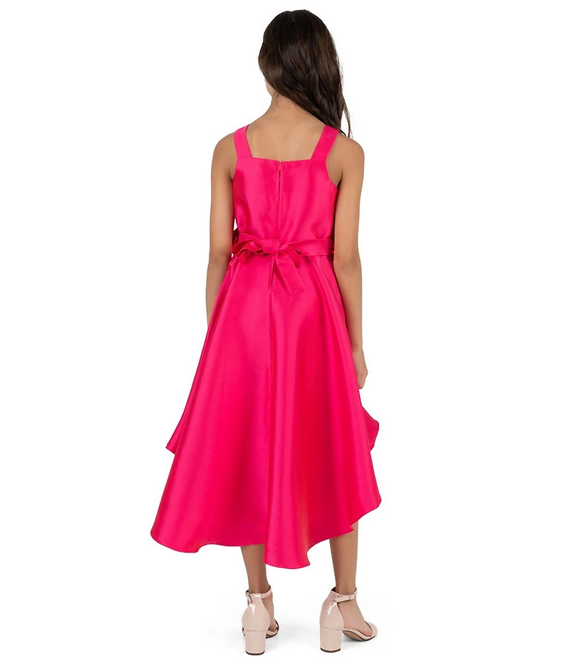 Rare Editions Big Girls Sleeveless Floral-Appliqued-Waist High-Low-Hem Ballgown