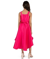 Rare Editions Big Girls Sleeveless Floral-Appliqued-Waist High-Low-Hem Ballgown