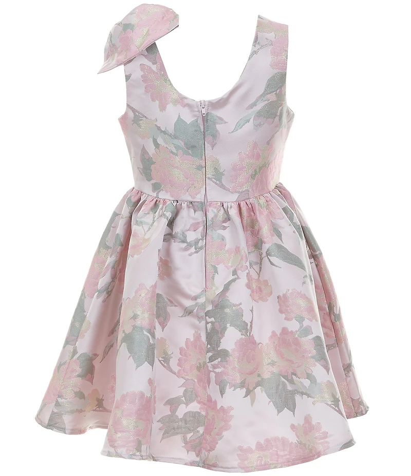 Rare Editions Big Girls Sleeveless Floral Metallic Brocade Dress