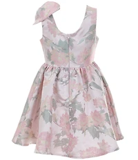 Rare Editions Big Girls Sleeveless Floral Metallic Brocade Dress