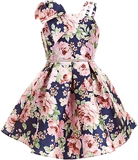 Rare Editions Big Girls Sleeveless Floral Mikado Fit-And-Flare Dress