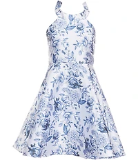Rare Editions Big Girls Sleeveless Floral-Printed Mikado Fit-And-Flare Dress