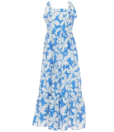 Rare Editions Big Girls Sleeveless Floral-Printed Textured Woven Dress