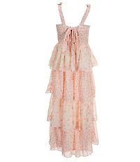 Rare Editions Big Girls Sleeveless Floral-Printed Tiered Maxi Dress