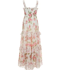 Rare Editions Big Girls Sleeveless Floral Smocked Chiffon Maxi Dress