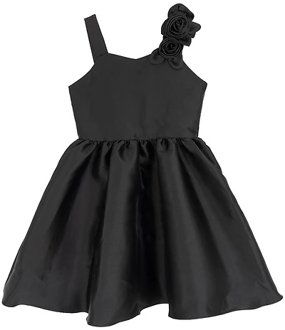 Rare Editions Big Girls Sleeveless Flower-Appliqued-Shoulder-Strap Fit-And-Flare Mikado Dress