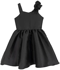 Rare Editions Big Girls Sleeveless Flower-Appliqued-Shoulder-Strap Fit-And-Flare Mikado Dress