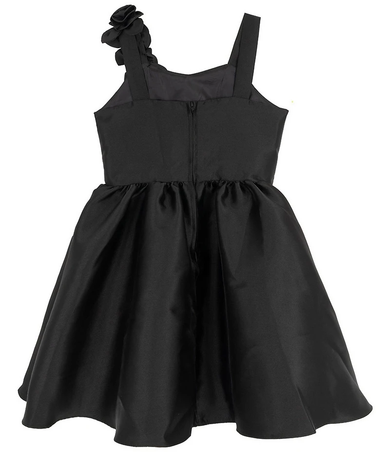 Rare Editions Big Girls Sleeveless Flower-Appliqued-Shoulder-Strap Fit-And-Flare Mikado Dress